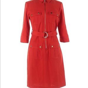 Short Sleeve Shirt Dress with Front Pockets